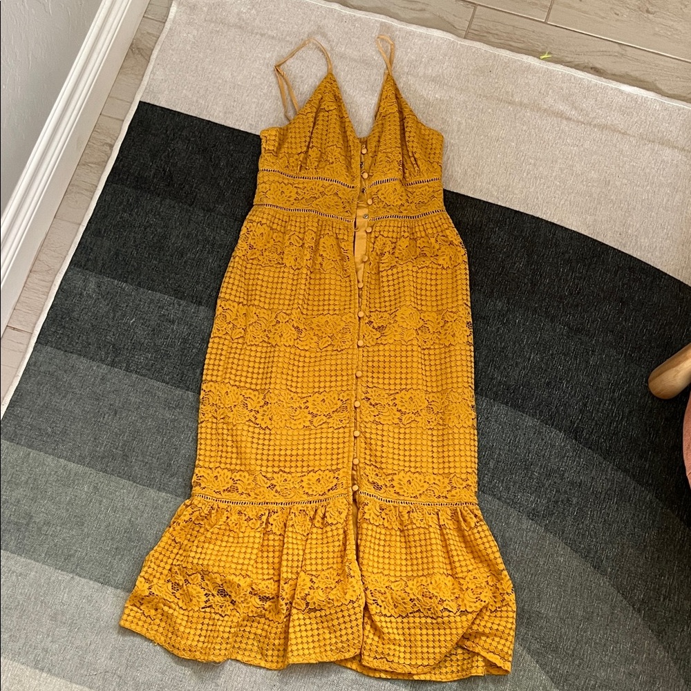 Francesca's Collections Golden Lace Maxi Dress